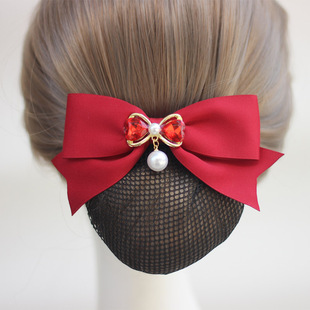 职业头花银行乘务员酒店护士空姐服务员网红工作发夹发夹网兜发网