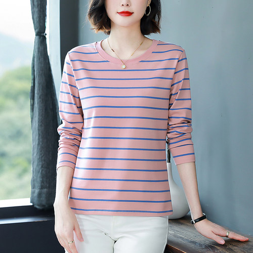 纯棉长袖t恤女宽松大码打底衫