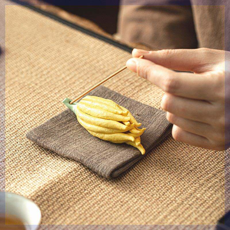 佛手柑手工佛手瓜陶瓷茶宠摆件仿真茶席茶宠摆件功夫茶配佛手香插