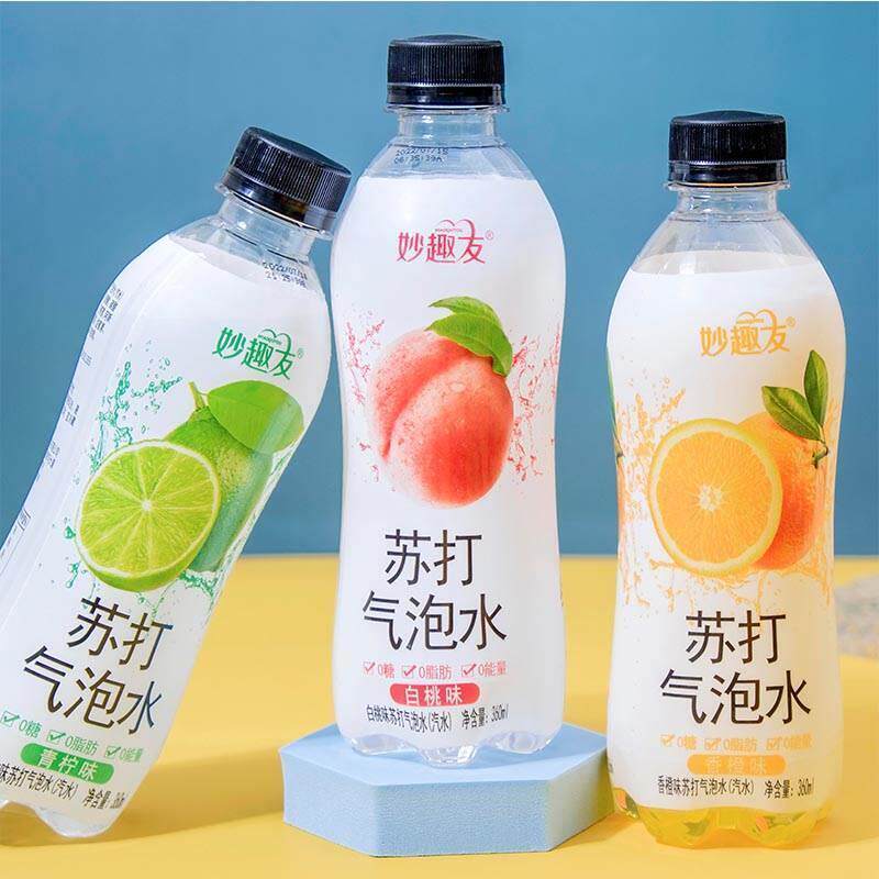 现货妙趣友苏打气泡水0糖0脂0卡360ml*12瓶整箱网红高颜值果味店