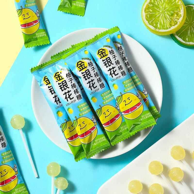 现货金银花柚子棒棒糖水果味硬糖儿童解馋小零食糖果剂网红追剧