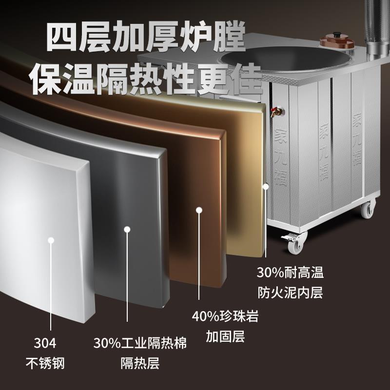 专用不锈钢柴火灶家用烧木柴大锅台农村火炉户外野炊土灶台可移动