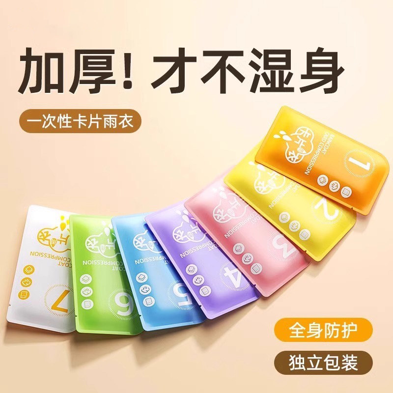一次性卡片雨衣成人加厚外穿雨披风景区漂流长版全身防暴雨连身式