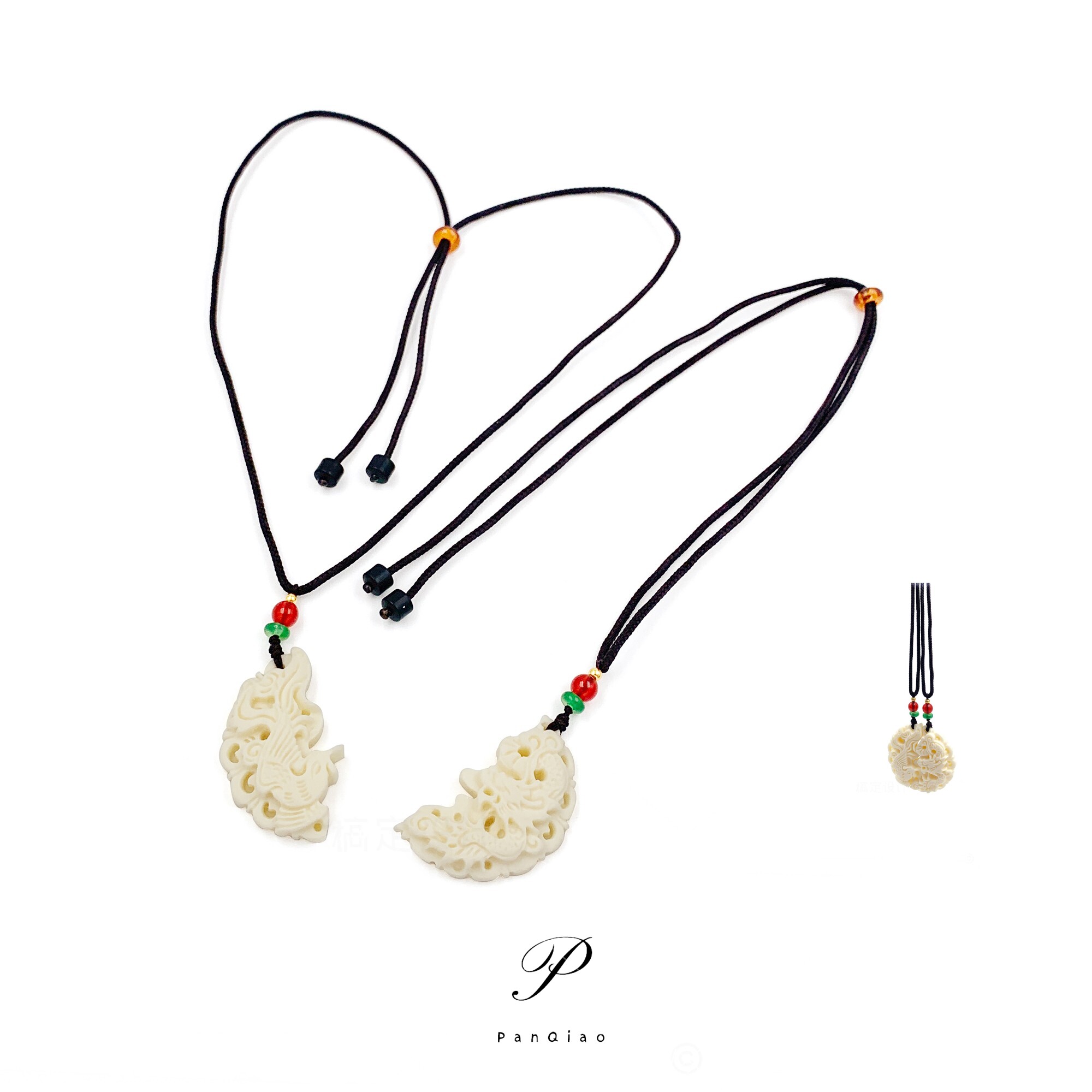 龙凤吊坠小众设计感文艺情侣项链浮雕挂绳合二为一白头偕老长长久