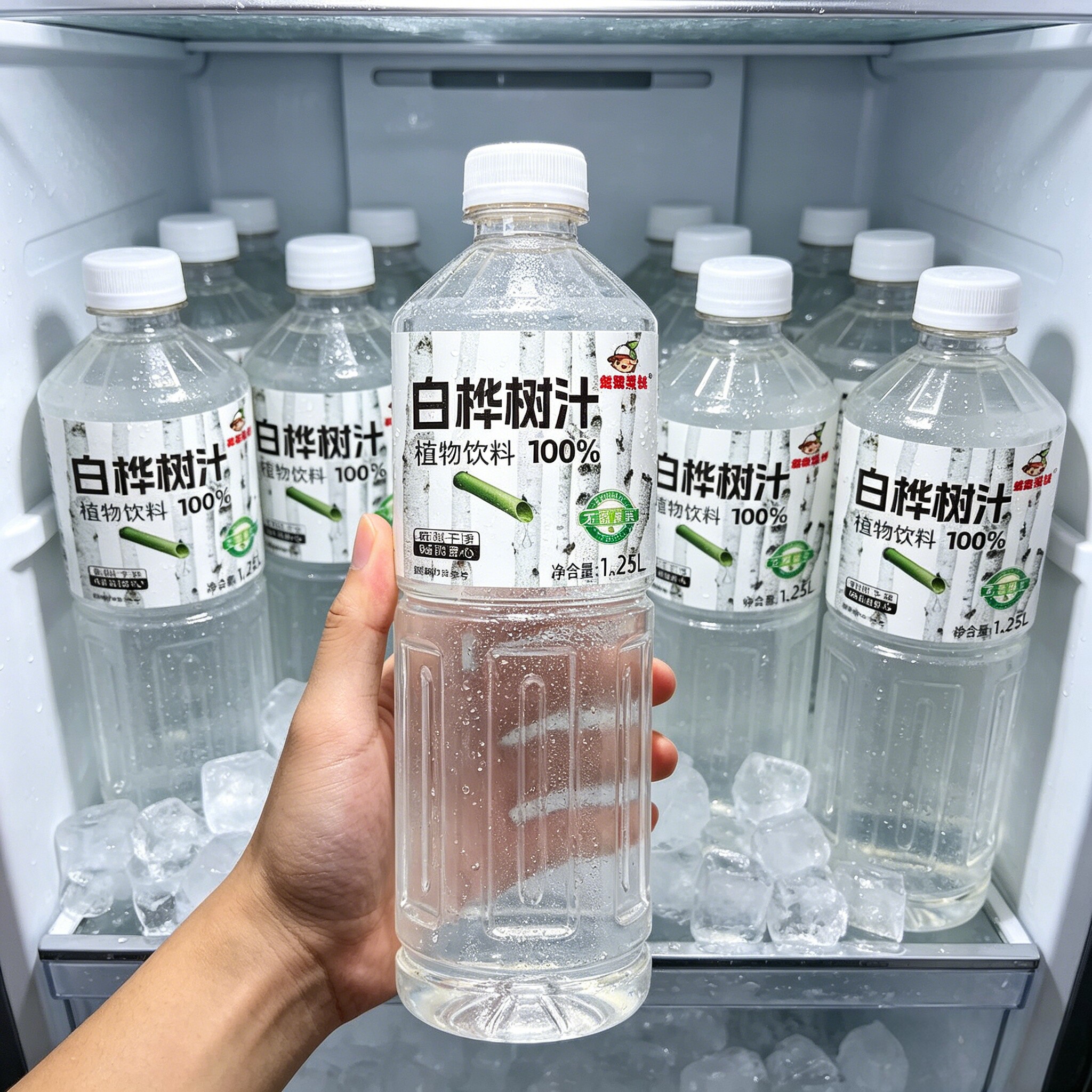100%白桦树汁1.25L*瓶植物饮料健身解渴配料干净无添加特价大瓶装