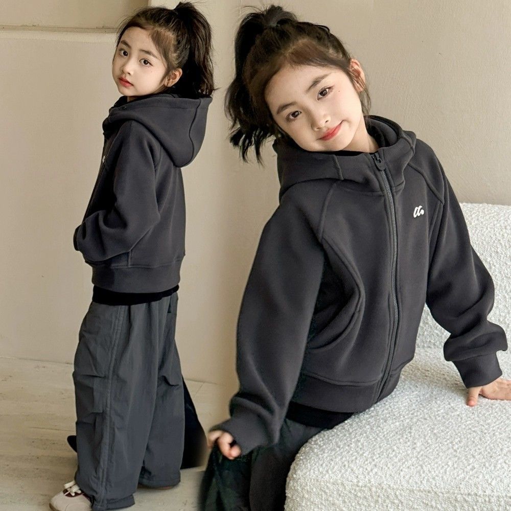 女童秋冬卫衣外套儿童2025款连帽