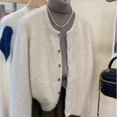 100%纯羊毛开衫女百搭叠穿外套