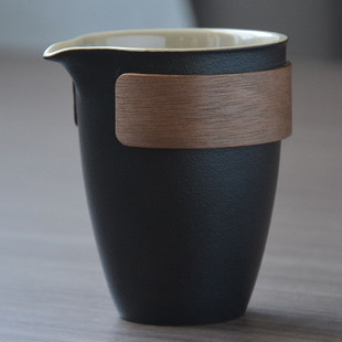 苍岚复古风黑陶公道杯不烫手功夫茶海家用陶瓷分茶器匀杯中式茶具