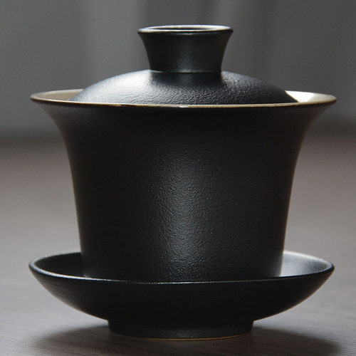 复古黑陶家用不烫手泡茶碗苍岚