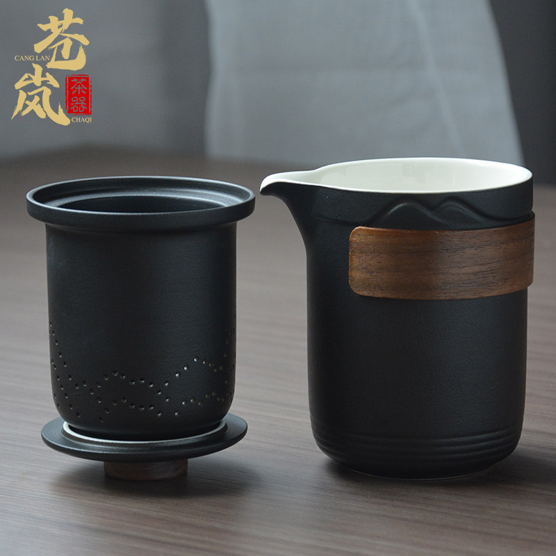 高档过滤内胆手抓壶苍岚黑陶