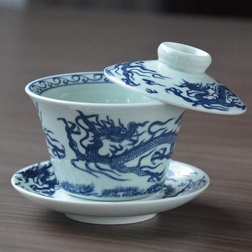 悬停旋转陶瓷家用泡茶盖碗苍岚