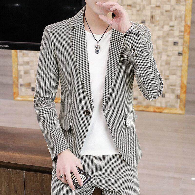 秋季长袖西服套装男士韩版