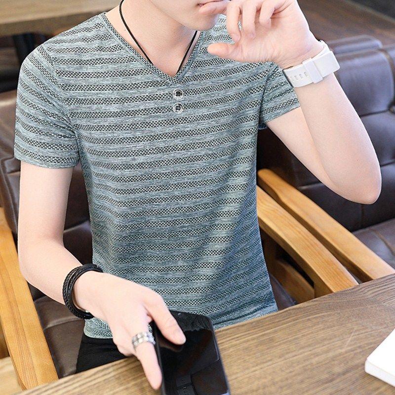 冰丝短袖t恤男夏季薄款青