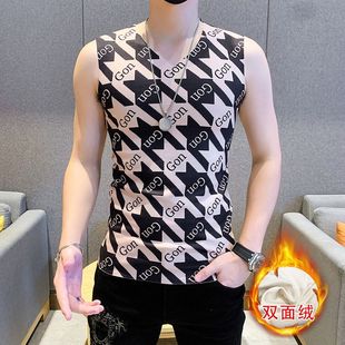 德绒保暖背心男士加绒无痕秋冬季修身内衣马甲德容男款坎肩打底衫