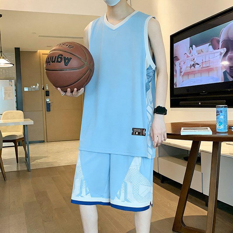 篮球服套装男冰丝速干V领