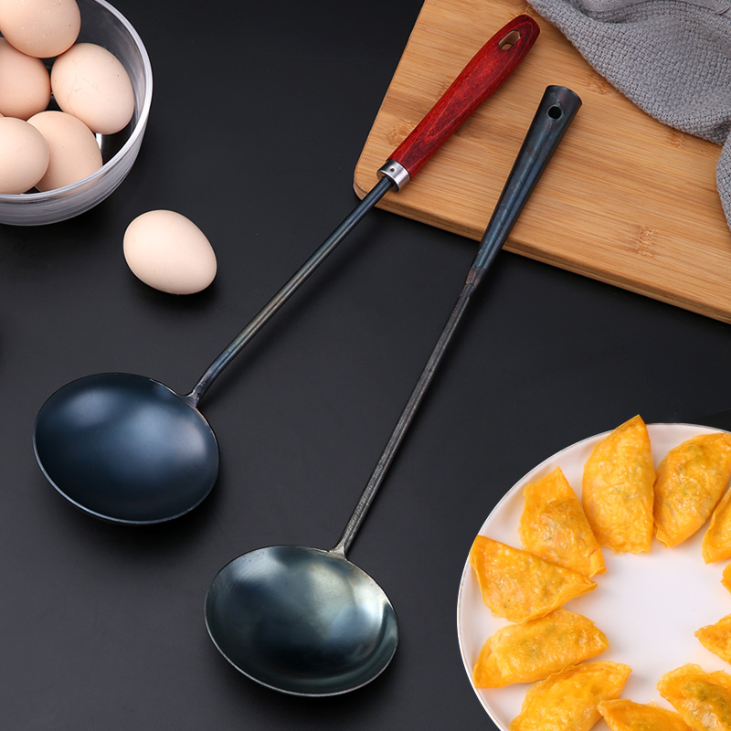 蛋饺勺老式手工铁勺木柄摊蛋饺勺不沾泼油做蛋饺神器包蛋饺