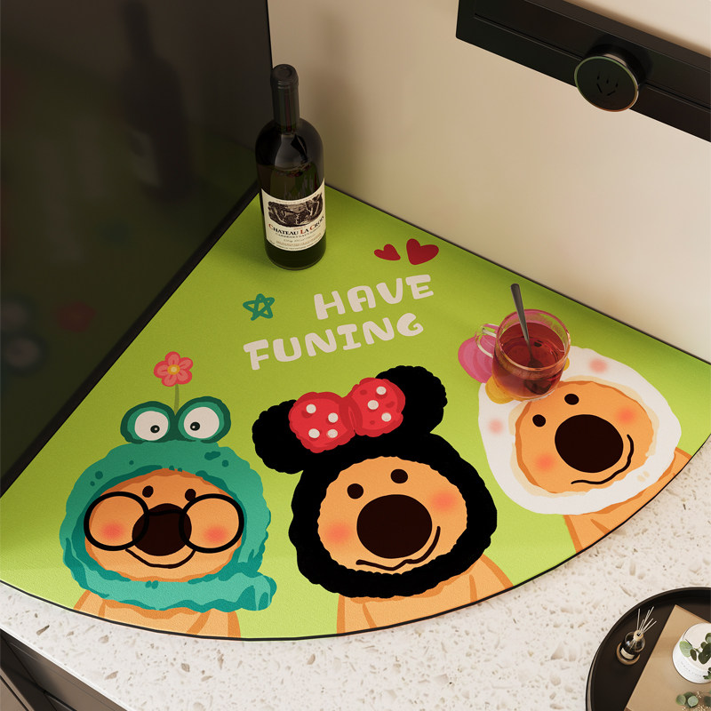 卡通厨房台面扇形沥水垫硅藻泥吸水垫咖啡机桌面杯垫免洗茶台垫子,居家布艺,餐垫,淘宝优惠券,粉丝福利购,淘宝优惠卷
