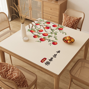 新中式正方形桌布免洗防油防水餐桌垫子防烫隔热耐高温方桌茶几布