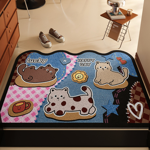 入户内门口地垫2026新款卡通复古丝圈脚垫玄关进门免洗可裁剪地毯