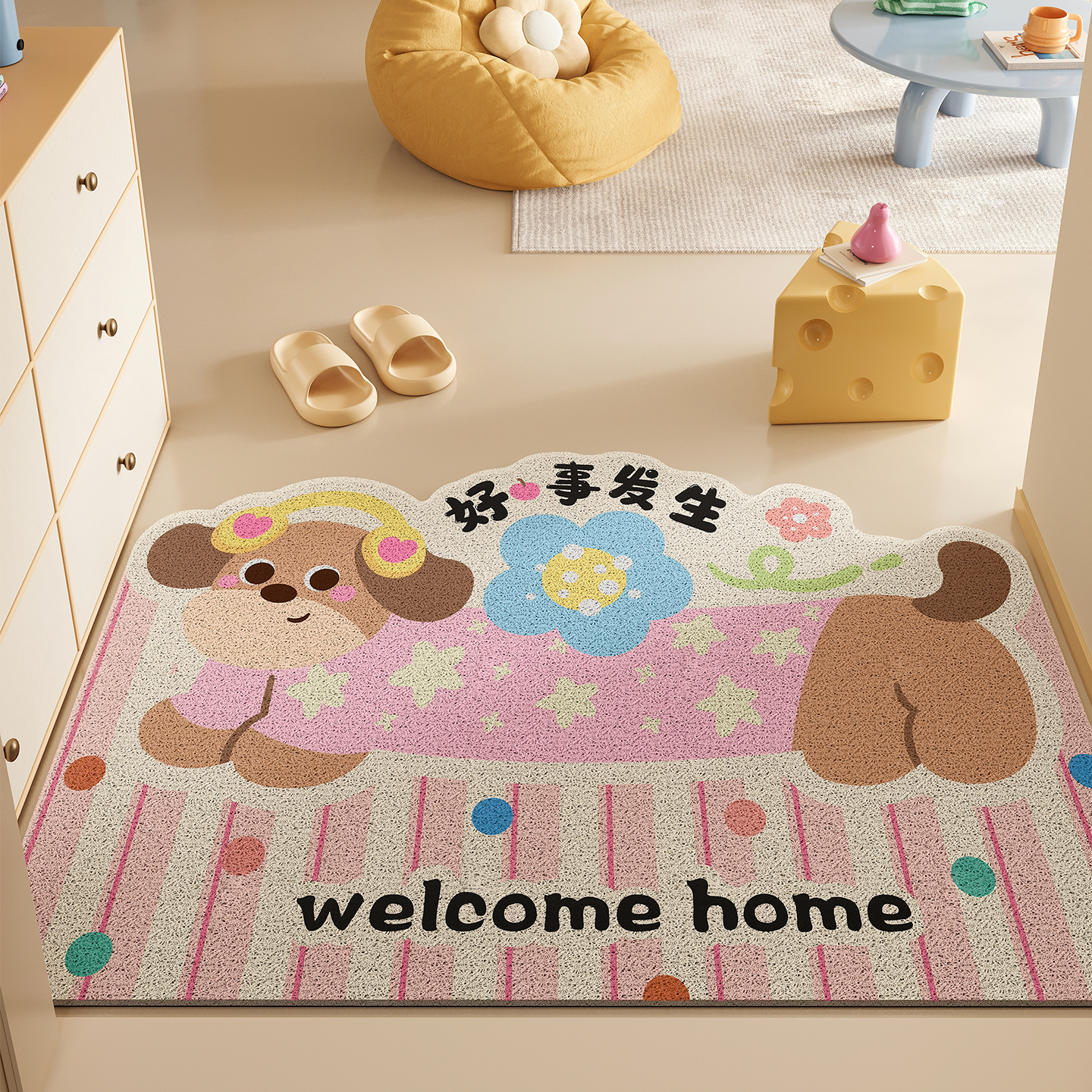 卡通高颜值家用脚垫门外进门门垫入户门地垫免洗耐脏地毯除尘垫子