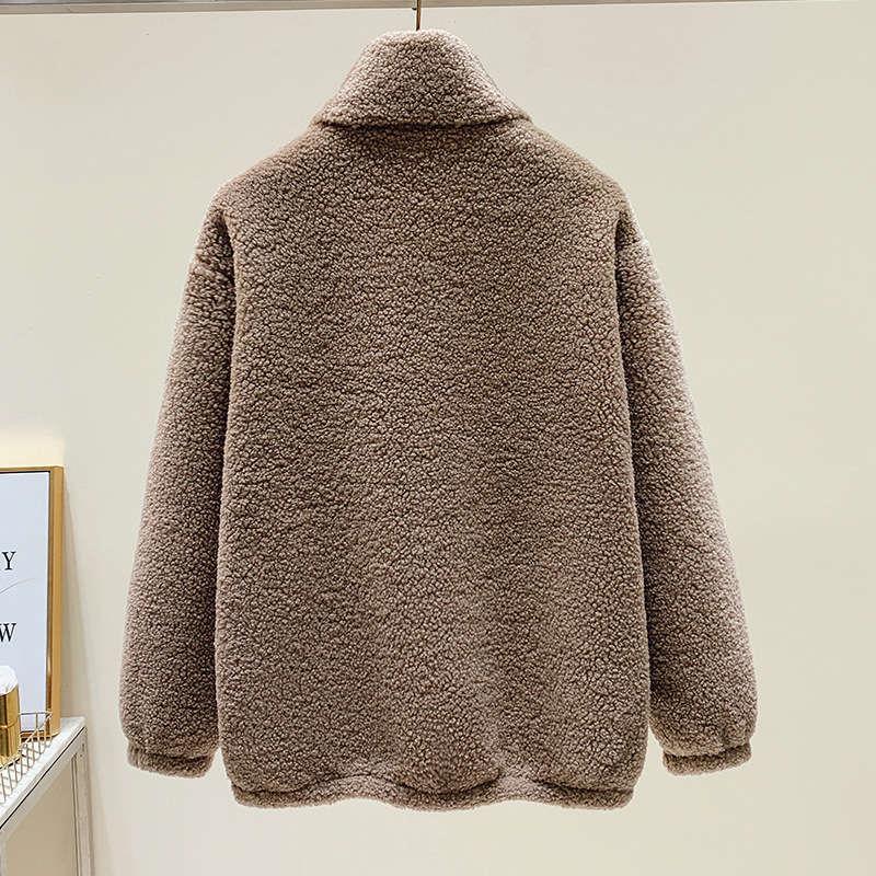 Lamb wool cotton-padded coat for women one-piece velvet