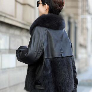 short coat jacket womens down genuine Fox leather fur