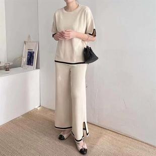 style lazy contrasting color Retro for suit knitted women