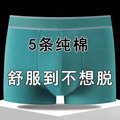 男士内裤纯棉透气抗菌四角裤头平角内裤中年人内裤2/4条装