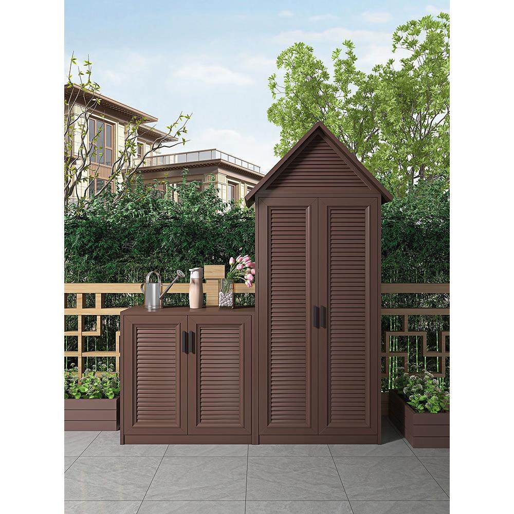 户外庭院铝合金储物柜户外花园阳台门大容量工具杂项储物柜定制