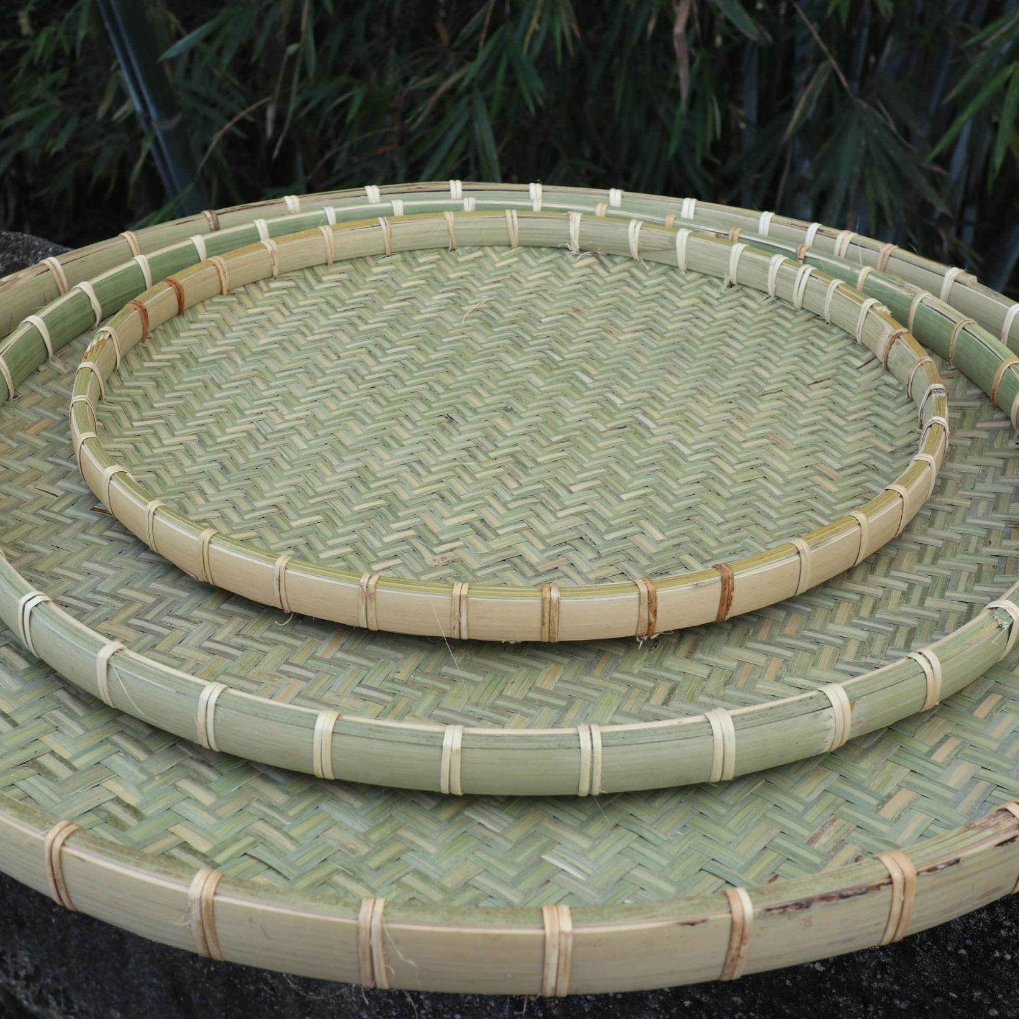 竹编簸箕家用干货晾晒无孔工白簸箕宴藤编平底筛子广西手工筛子 - 封面