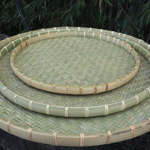 竹编簸箕家用干货晾晒无孔工白簸箕宴藤编平底筛子广西手工筛子