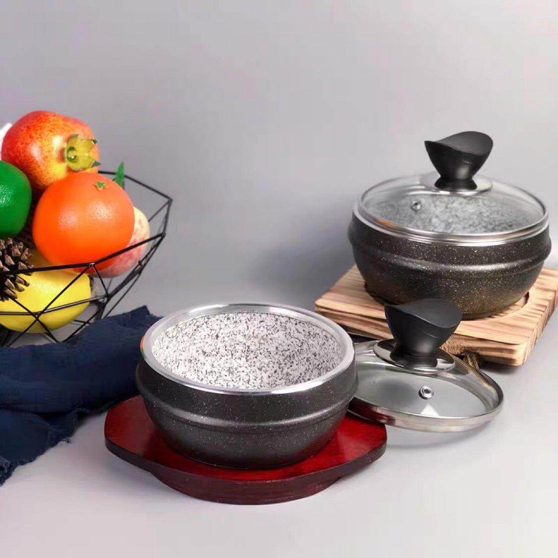 拌饭石碗 带盖子 韩式餐具 韩式石碗 石锅拌饭专用锅 抗裂石锅商