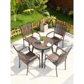 藤制户外桌椅别墅庭院花园露台咖啡厅简易休闲户外露台防塑料木制