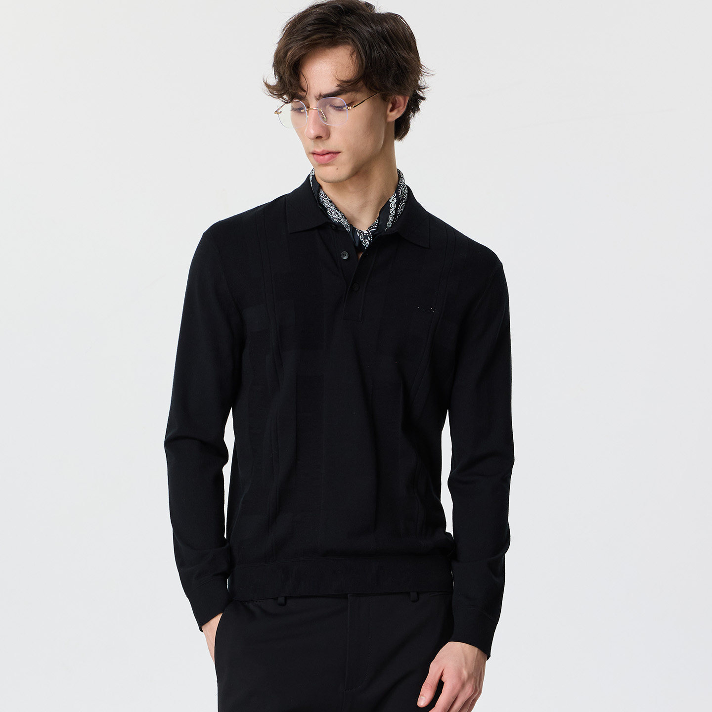 LIU·JO UOMO男士2025秋冬款休闲舒适绵羊毛POLO领微弹力长袖衬衫,男装,Polo衫,淘宝优惠券,粉丝福利购,淘宝优惠卷