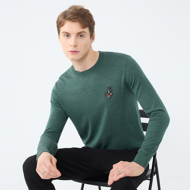 LIU·JO UOMO男士秋冬款休闲舒适绵羊毛套头圆领长袖毛衫上衣