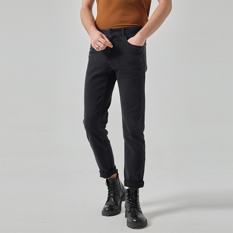 LIU·JO UOMO男士秋冬款休闲舒适中腰款弹力直筒长裤牛仔裤