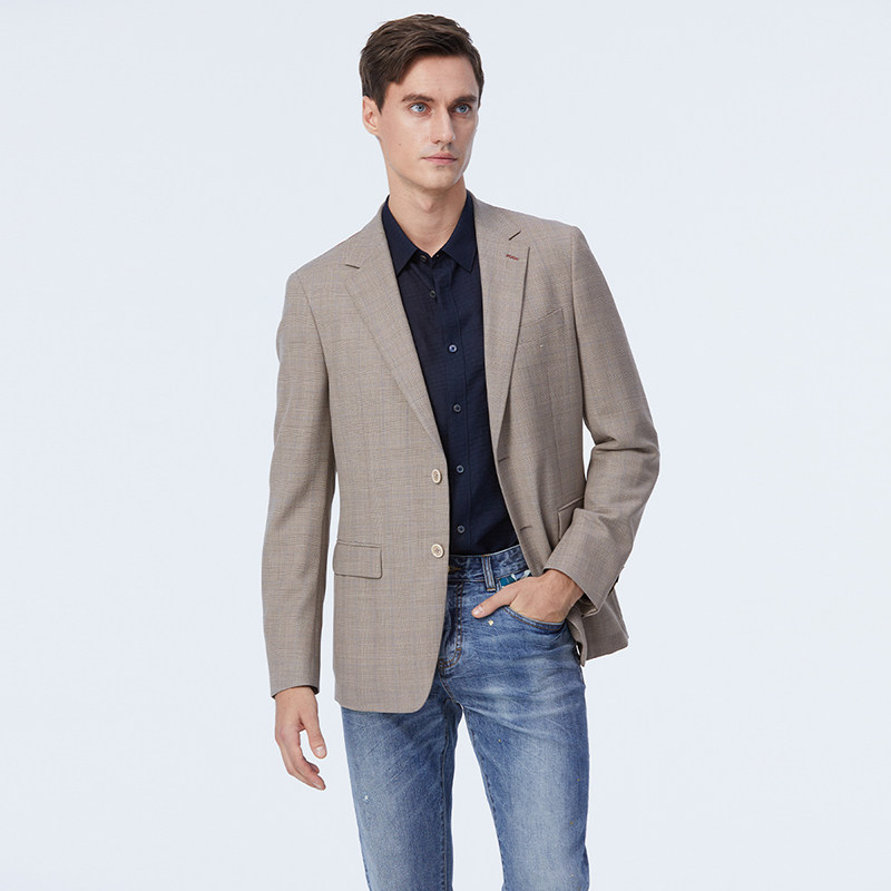 LIU·JO UOMO男士 春夏款商务休闲平驳领绵羊毛西服外套上衣
