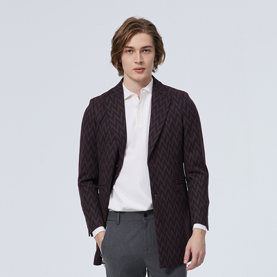 LIU·JO UOMO男士秋冬款商务休闲修身版戗驳领绵羊毛大衣长款外套