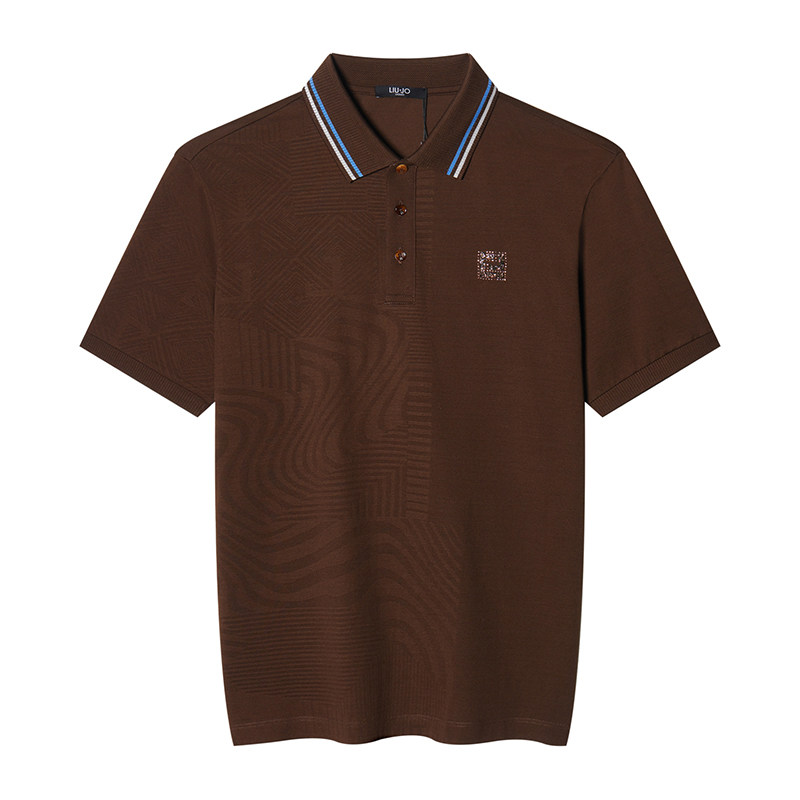 LIUJO男装提花烫钻短袖polo衫