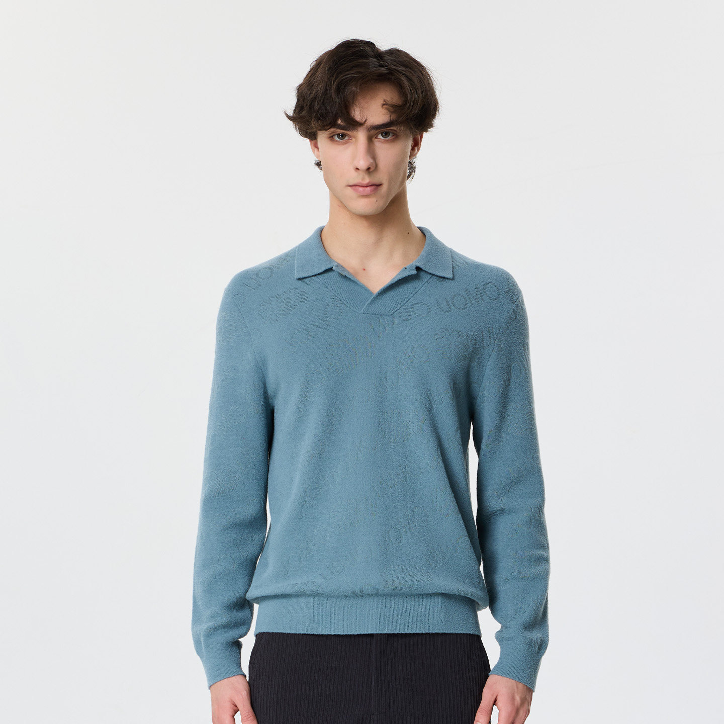 LIU·JO UOMO男士 秋冬款休闲舒适微弹翻领V领套头毛衫内搭上衣,男装,针织衫/毛衣,淘宝优惠券,粉丝福利购,淘宝优惠卷