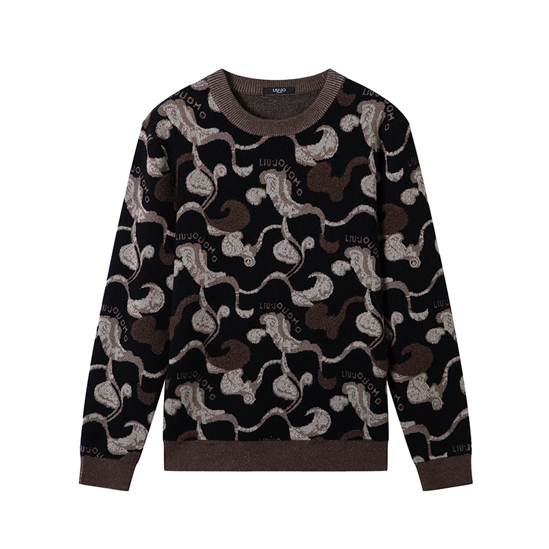 LIU·JO UOMO男士秋冬款休闲舒适长袖圆领绵羊毛套头毛衫内搭上衣