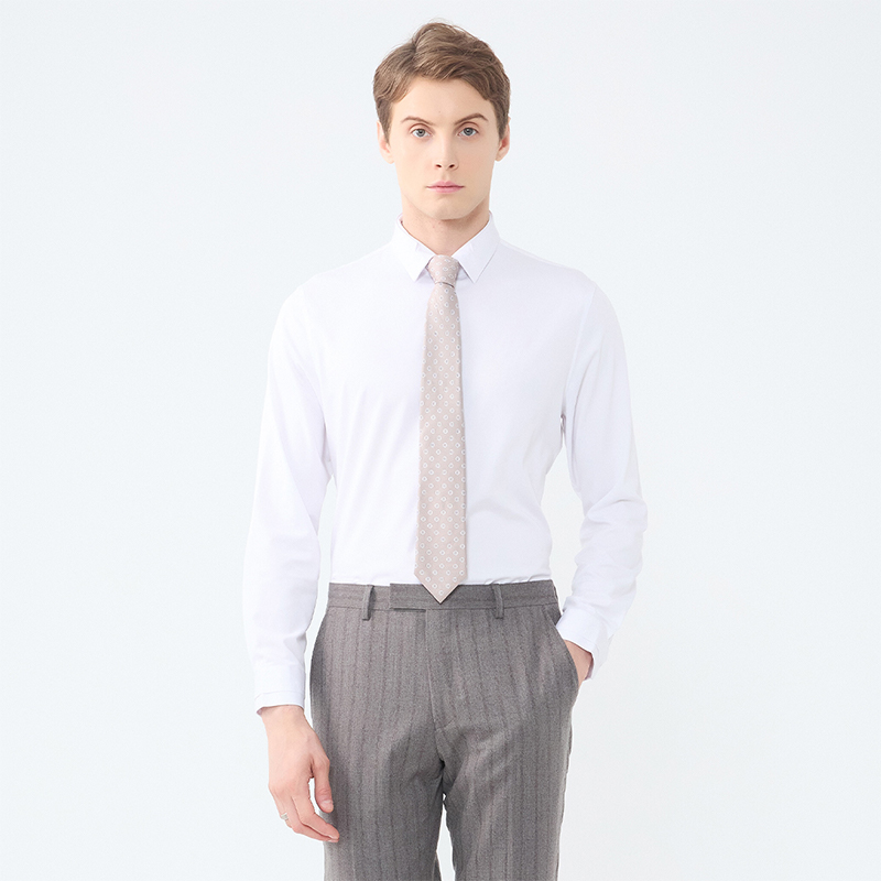 LIU·JO UOMO秋冬男士商务简约质感不易皱白色长袖衬衫内搭