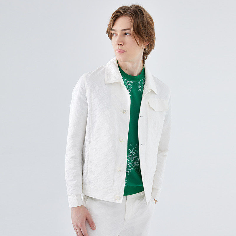 LIU·JO UOMO白色时尚潮流翻领夹克休闲外套套装上衣男装2023新品