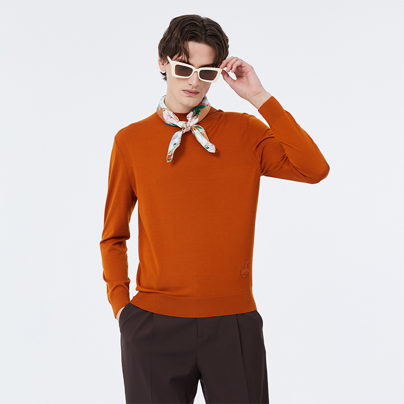 LIU·JO UOMO男士 休闲舒适修身版绵羊毛长袖套头毛衫内搭上衣