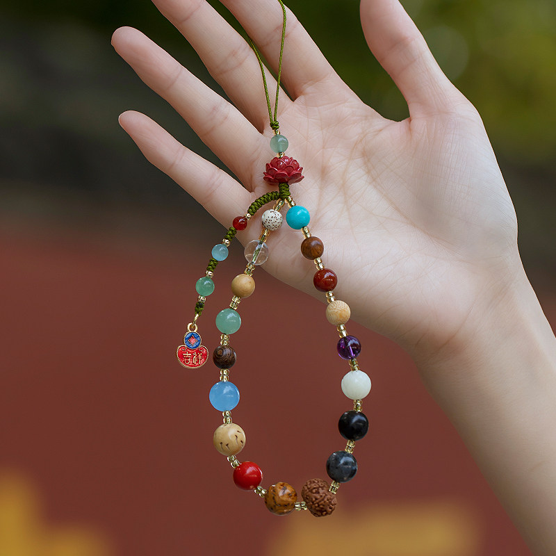 加噜景区多宝十八子挂饰手机链挂绳手腕款白菩提挂件18籽手串手机链佛珠朱砂手持平安挂饰中国风挂链防丢绳子,3C数码配件,手机挂件/手机链,淘宝优惠券,粉丝福利购,淘宝优惠卷