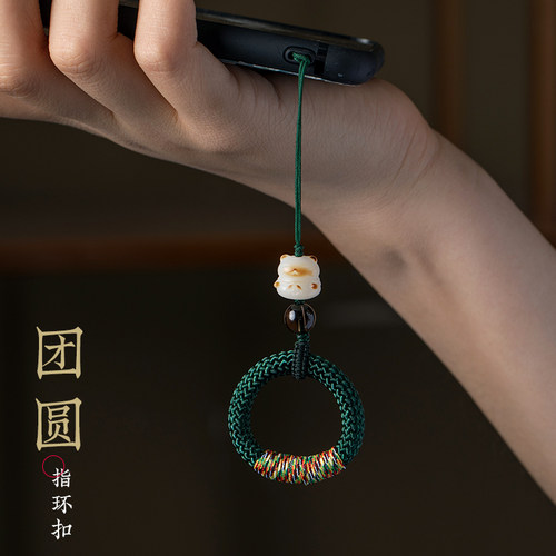 古风招财猫手机挂绳短款u盘挂件