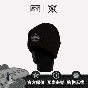 SWOF GOLF 思沃福高尔夫 BIRDIE DAY刺绣针织帽子 黑色艺术毛线帽