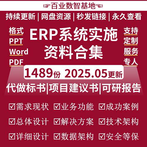 ERP系统解决方案erp业务蓝图设计erp实施方案成功案例ppt资料工具