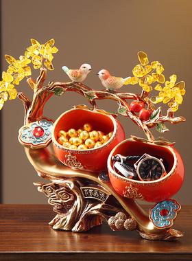 招财水晶发财树摆件客厅入户玄关钥匙收纳盒中式事事如意装饰摆设