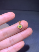 如意A货翡翠冰种阳绿蛋面小滴溜DIYs925银镶女款 小精美锁骨吊坠